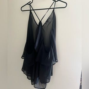 Women’s black cold shoulder sheer blouse